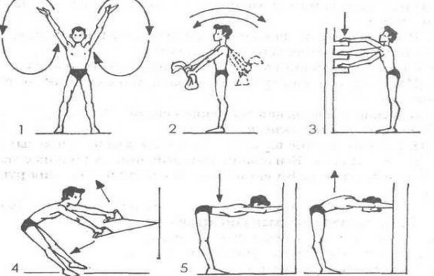 Примерный комплекс упражнений на суше для баттерфляя