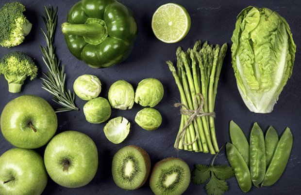 Зелёные овощи и фрукты