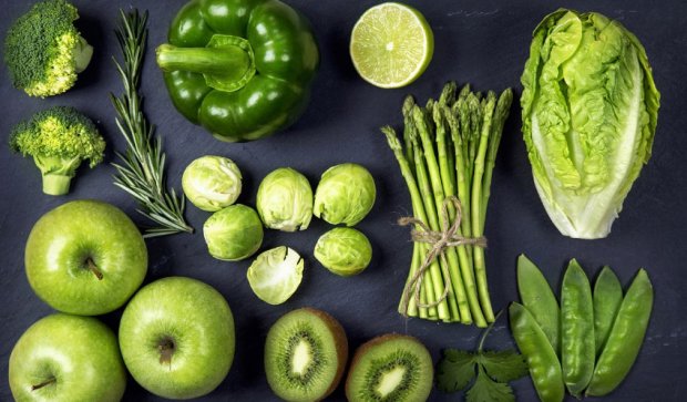 Зелёные овощи и фрукты